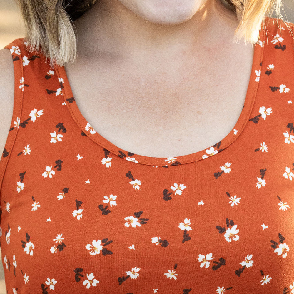 
                      
                        Luxe Crew Tank - Micro Rust Floral
                      
                    