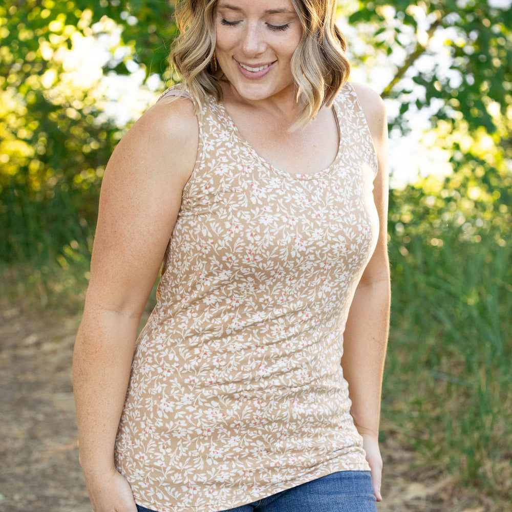 
                      
                        Luxe Crew Tank - Tan Floral
                      
                    