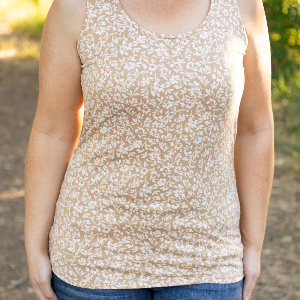 
                      
                        Luxe Crew Tank - Tan Floral
                      
                    