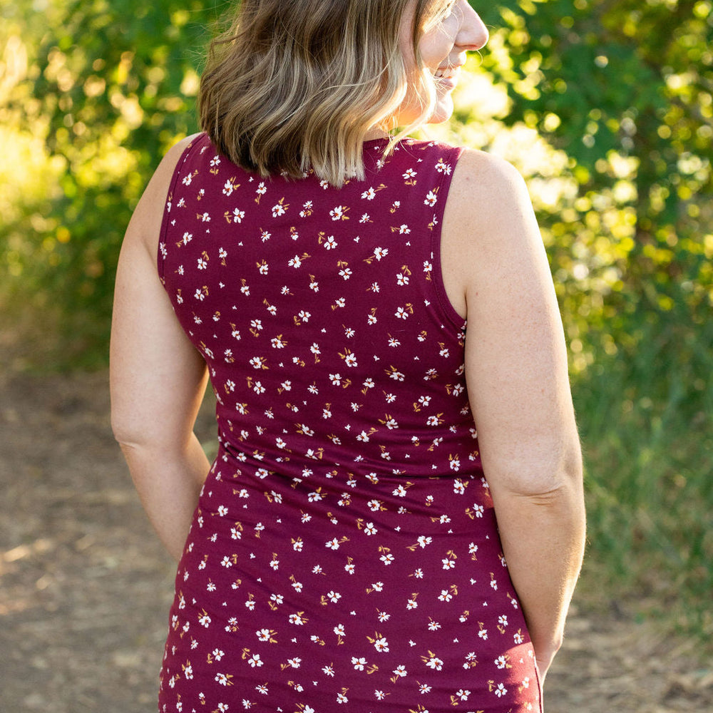 
                      
                        Luxe Crew Tank - Micro Burgundy Floral
                      
                    