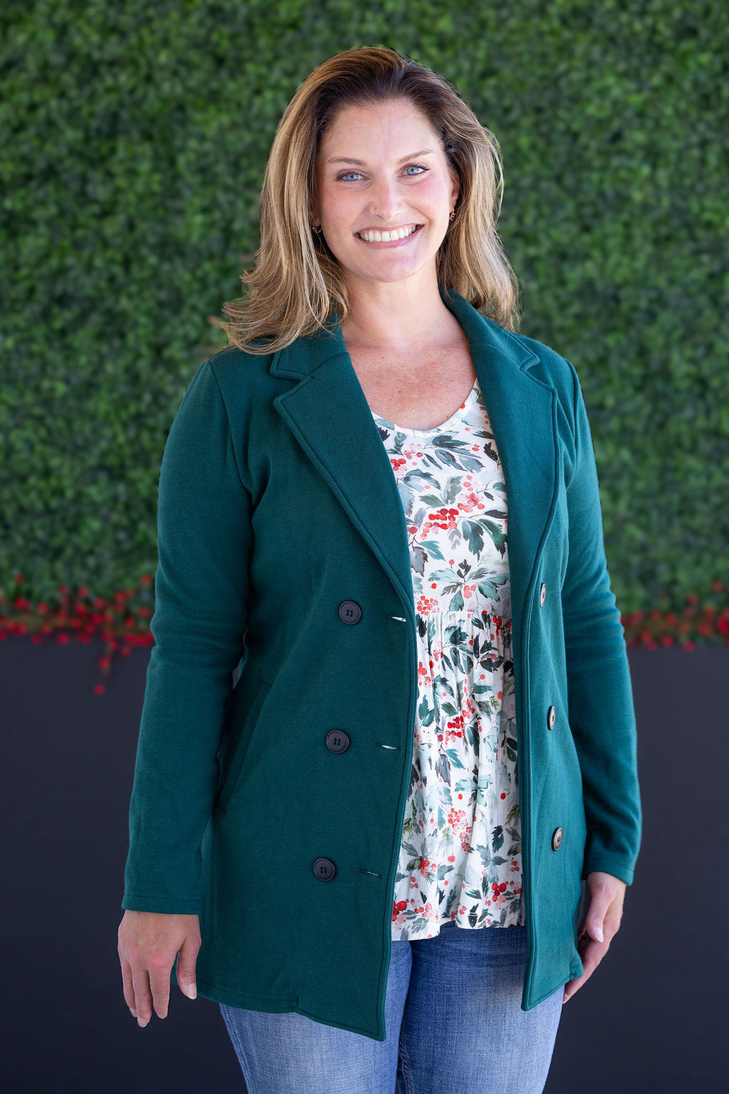 Scarlett Sweater Jacket size chart showing measurements for XS through 4XL