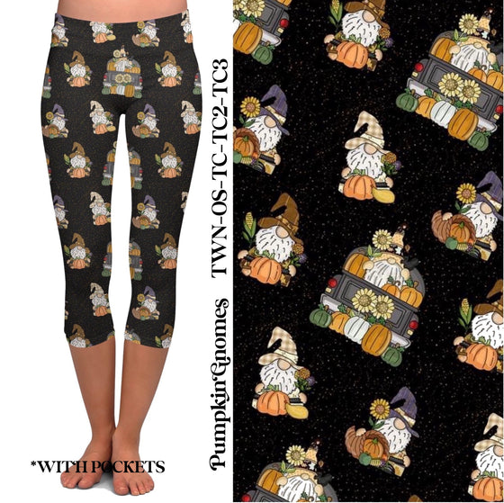 Pumpkin Gnomes - Capri Leggings with Pockets