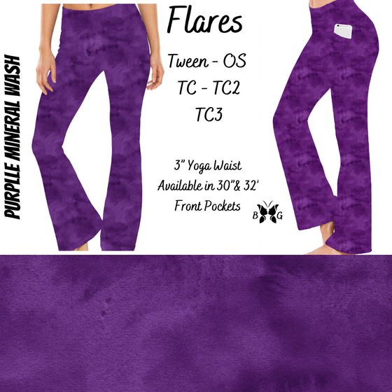 Purple Mineral Wash Yoga Flares with Pockets