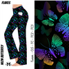 Neon Butterfly Yoga Flares with Pockets