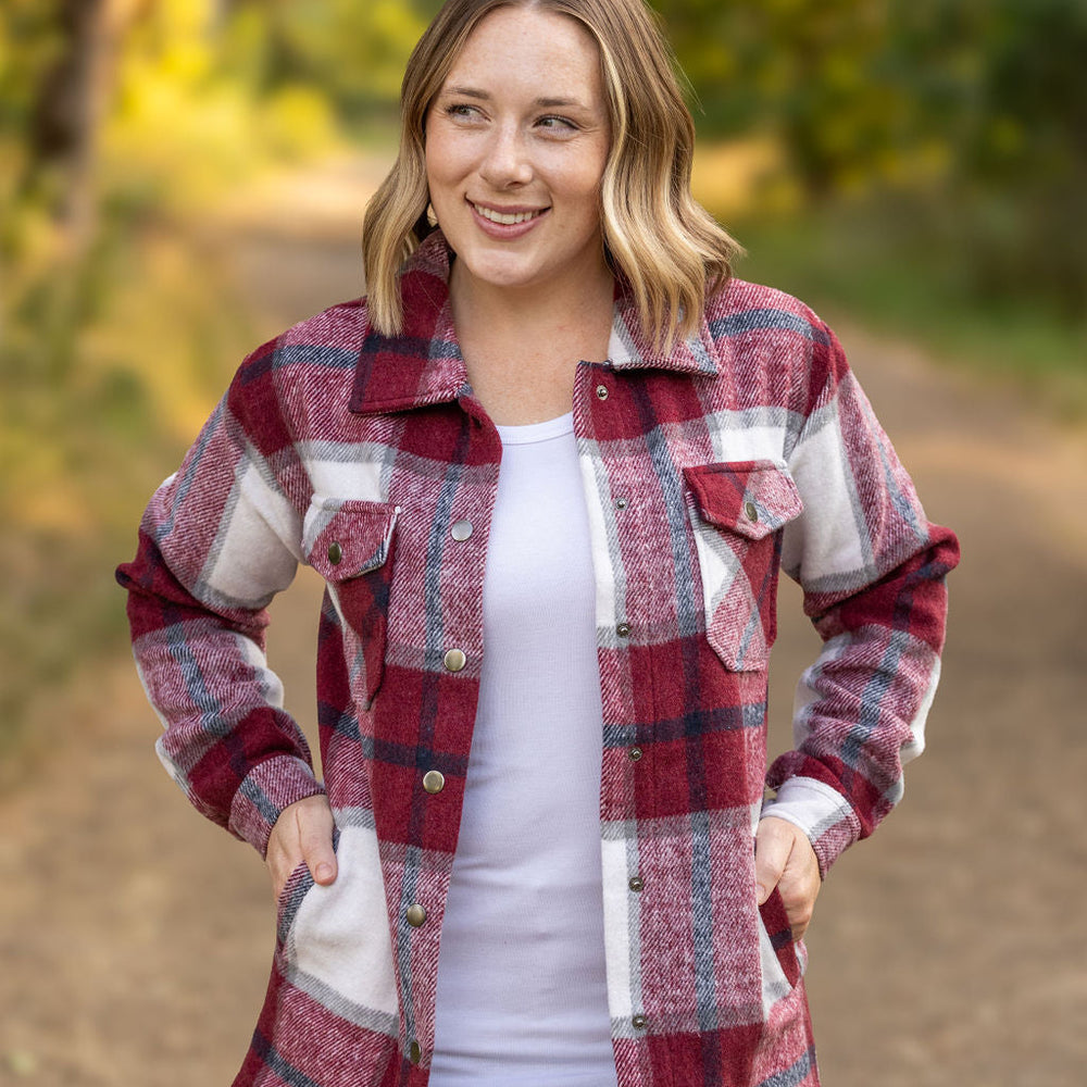 
                      
                        Norah Plaid Shacket - Merlot and Grey Mix
                      
                    