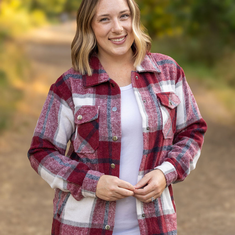 
                      
                        Norah Plaid Shacket - Merlot and Grey Mix
                      
                    