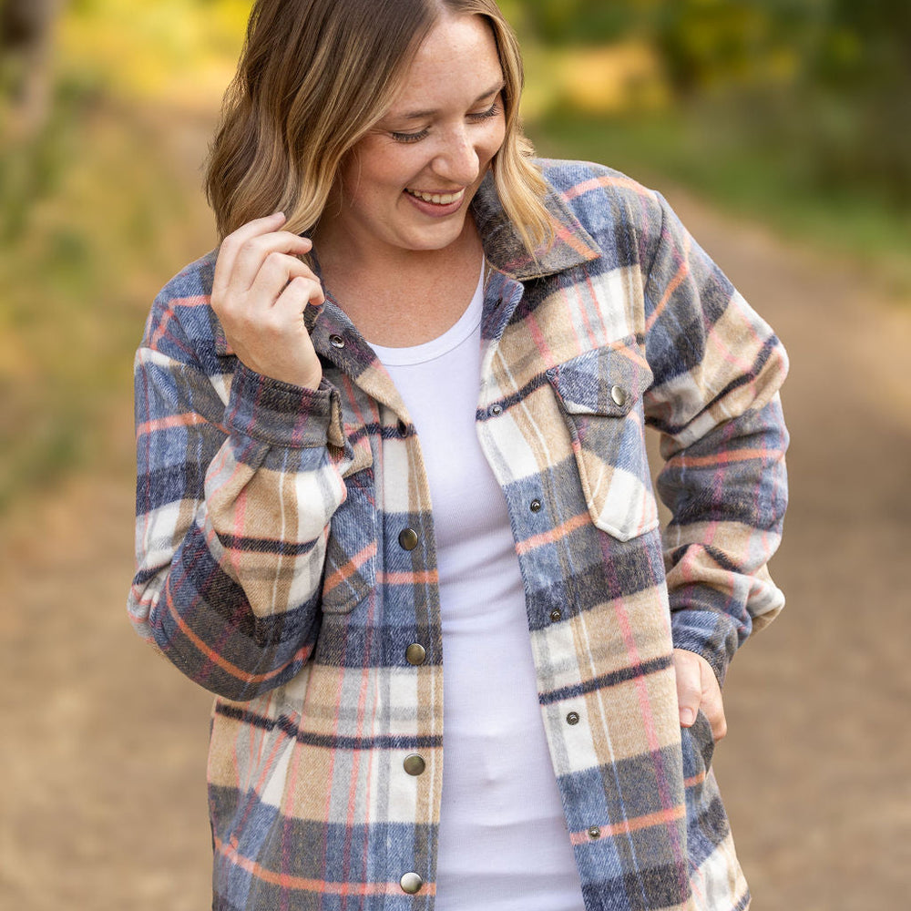 
                      
                        Norah Plaid Shacket - Tan and Blue
                      
                    