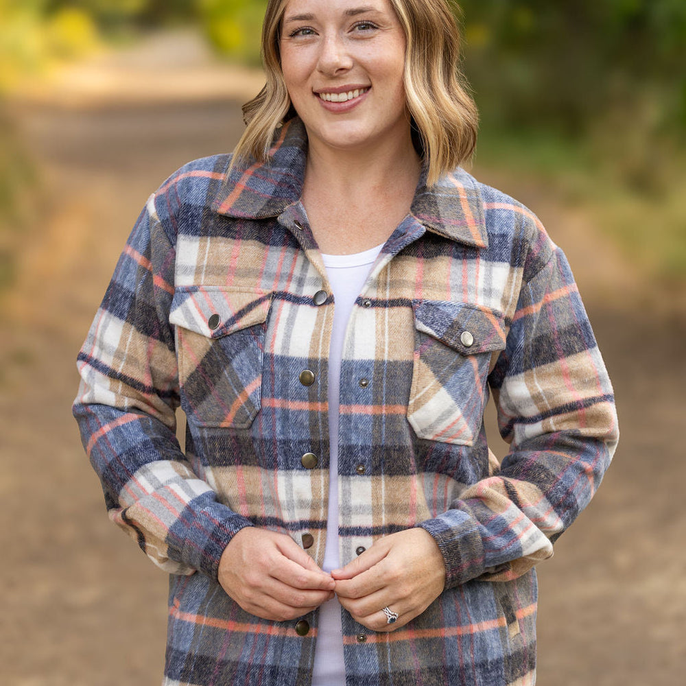 
                      
                        Norah Plaid Shacket - Tan and Blue
                      
                    