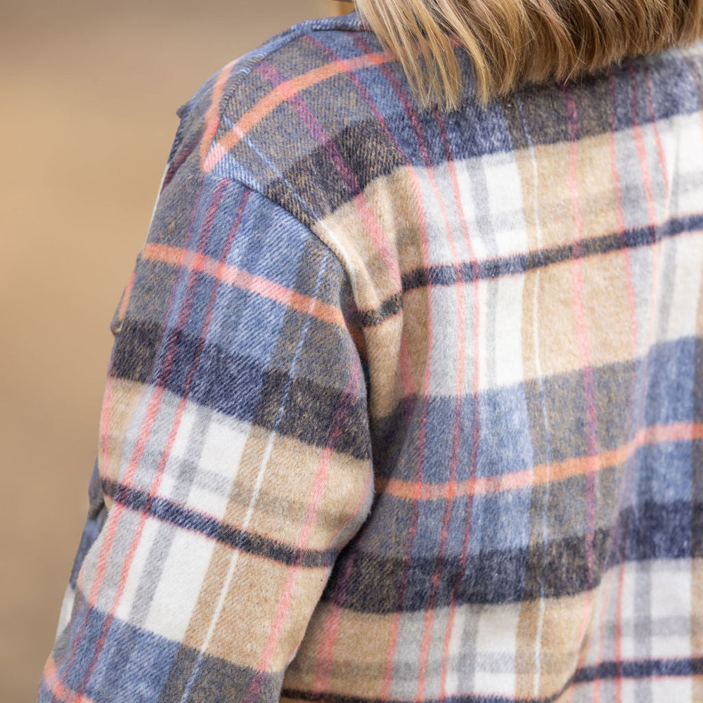 
                      
                        Norah Plaid Shacket - Tan and Blue
                      
                    