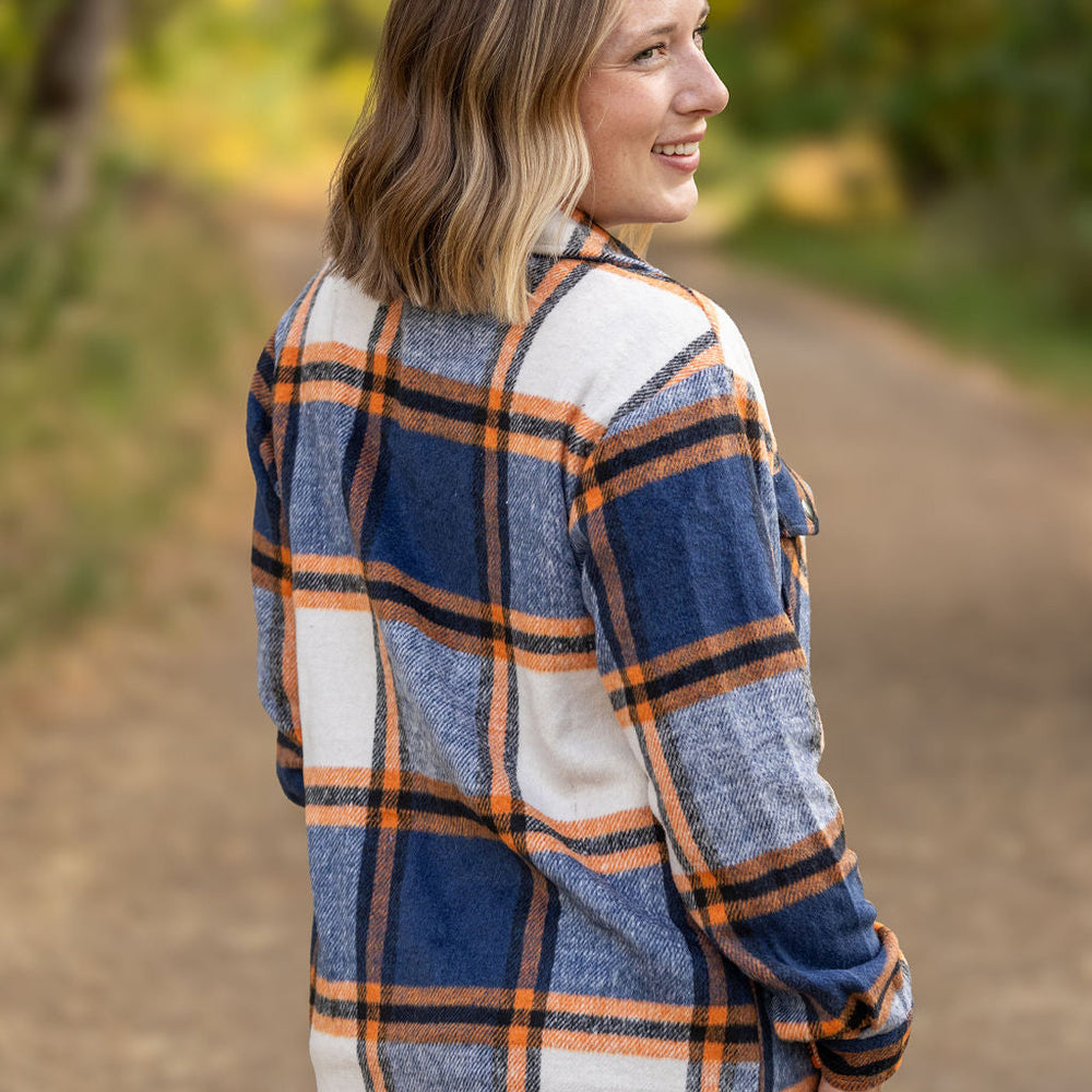 
                      
                        Norah Plaid Shacket - Navy and Orange
                      
                    