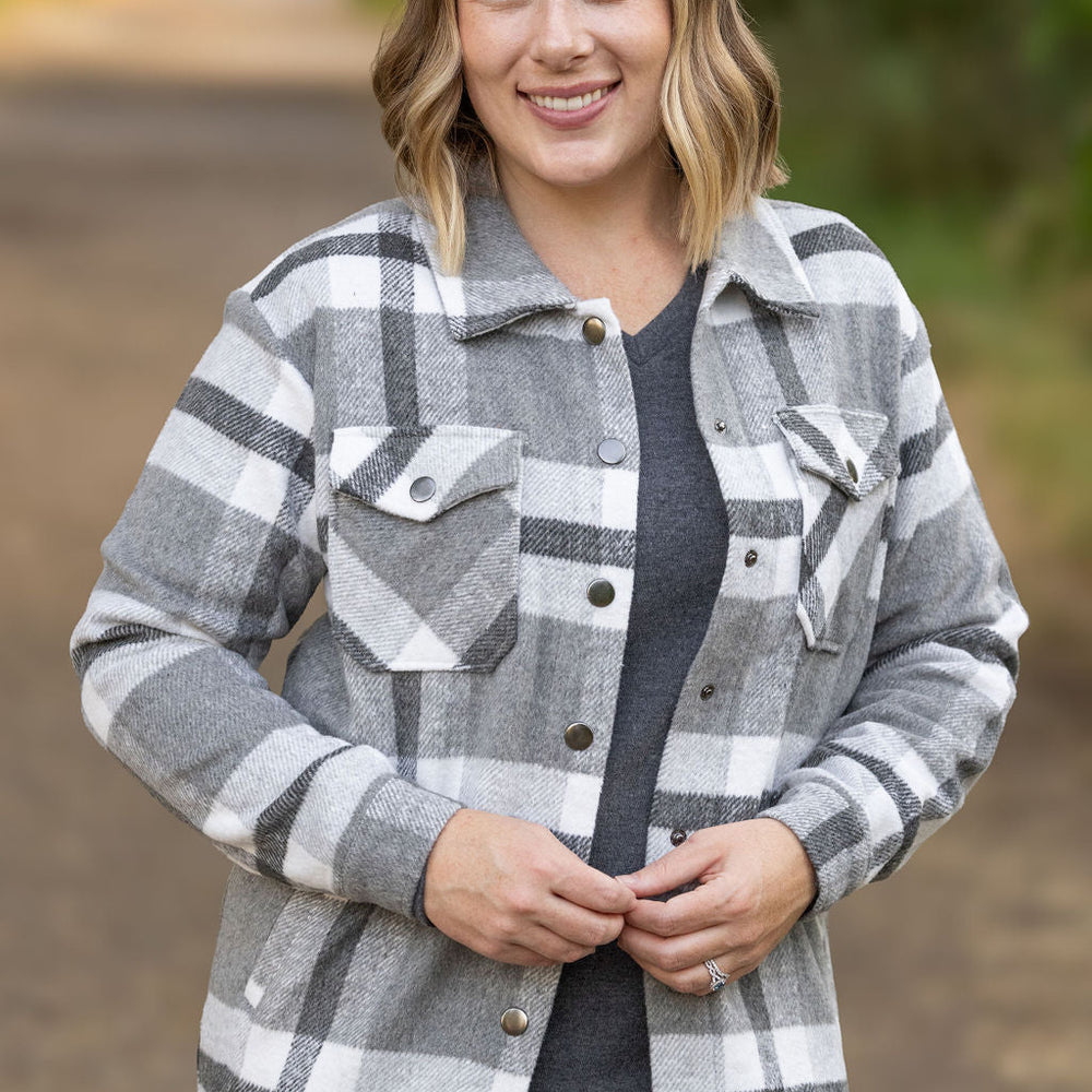 
                      
                        Norah Plaid Shacket - Classic Grey and White
                      
                    