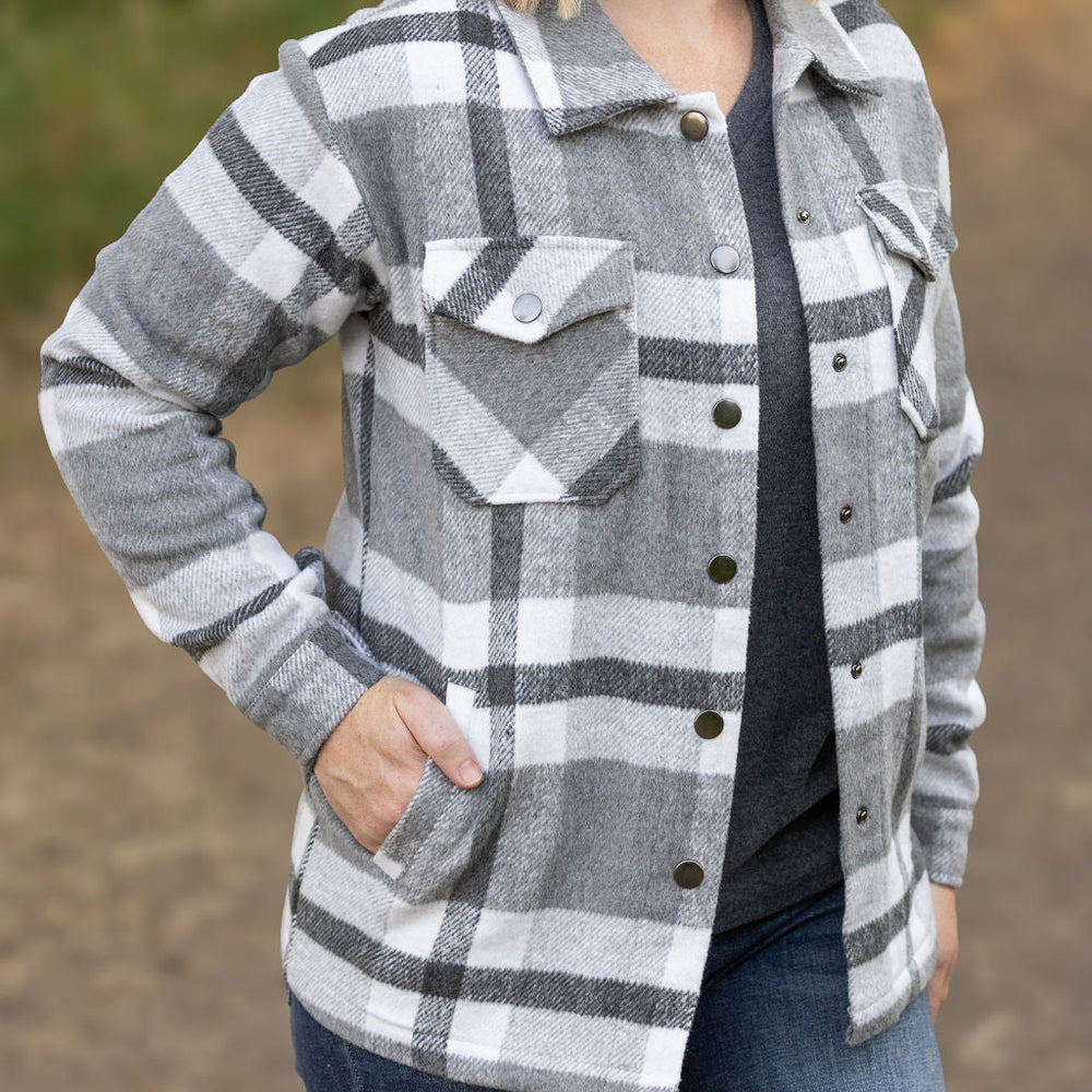 
                      
                        Norah Plaid Shacket - Classic Grey and White
                      
                    