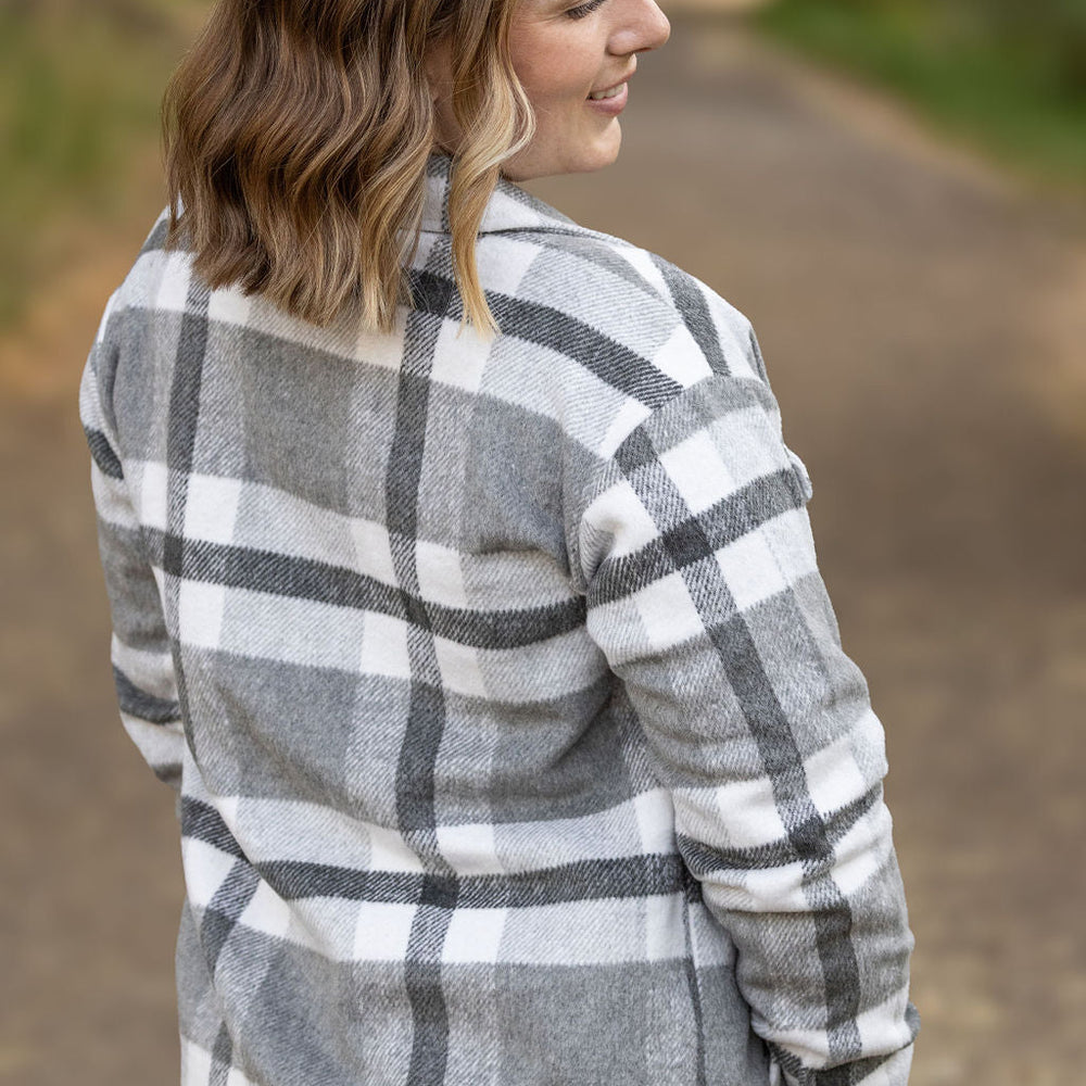 
                      
                        Norah Plaid Shacket - Classic Grey and White
                      
                    