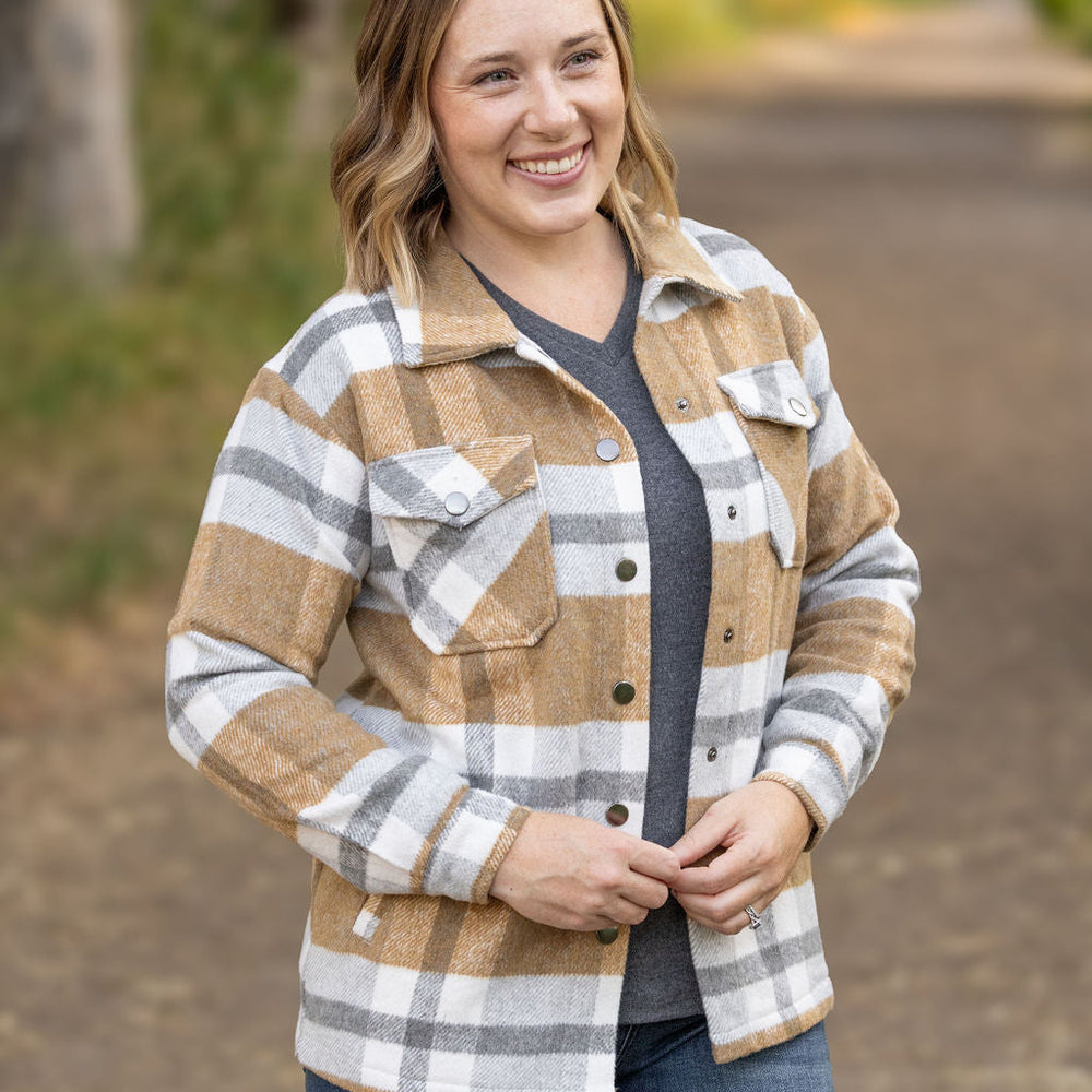 
                      
                        Norah Plaid Shacket - Camel and Grey
                      
                    