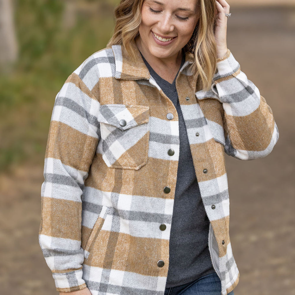 
                      
                        Norah Plaid Shacket - Camel and Grey
                      
                    