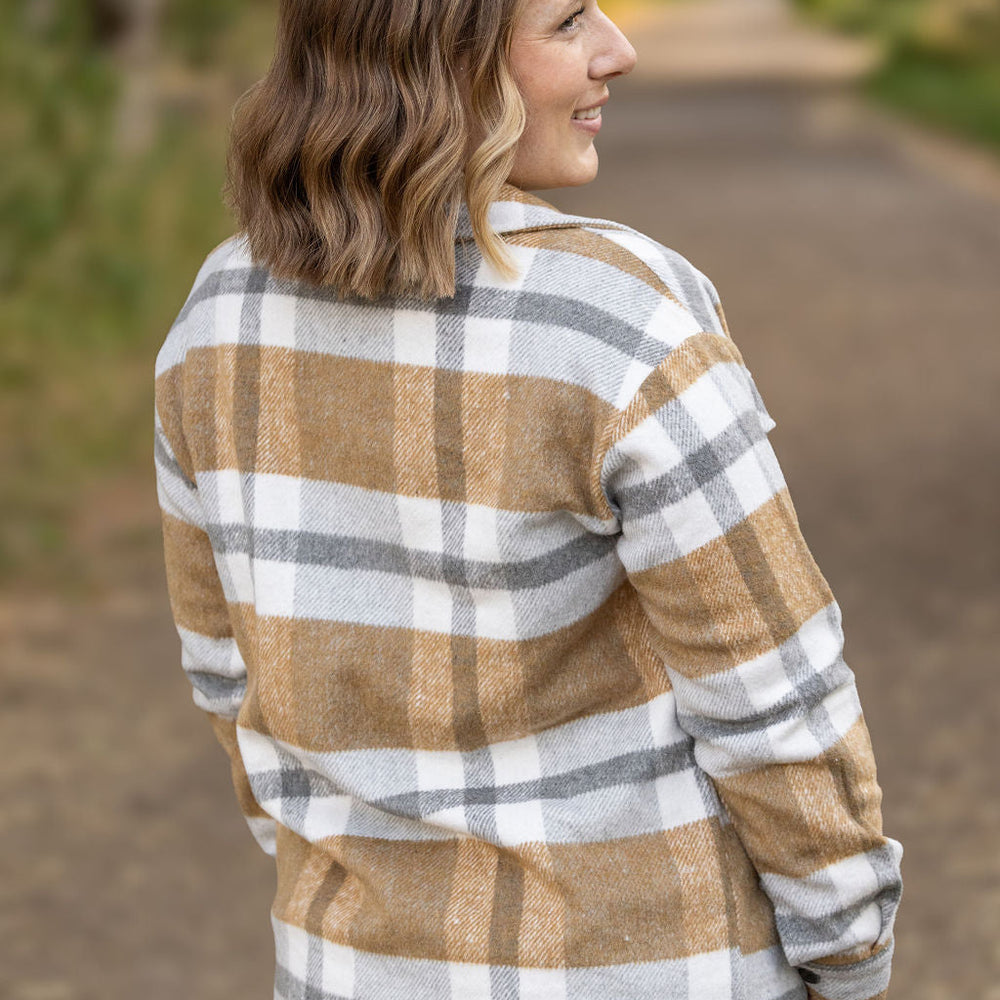 
                      
                        Norah Plaid Shacket - Camel and Grey
                      
                    