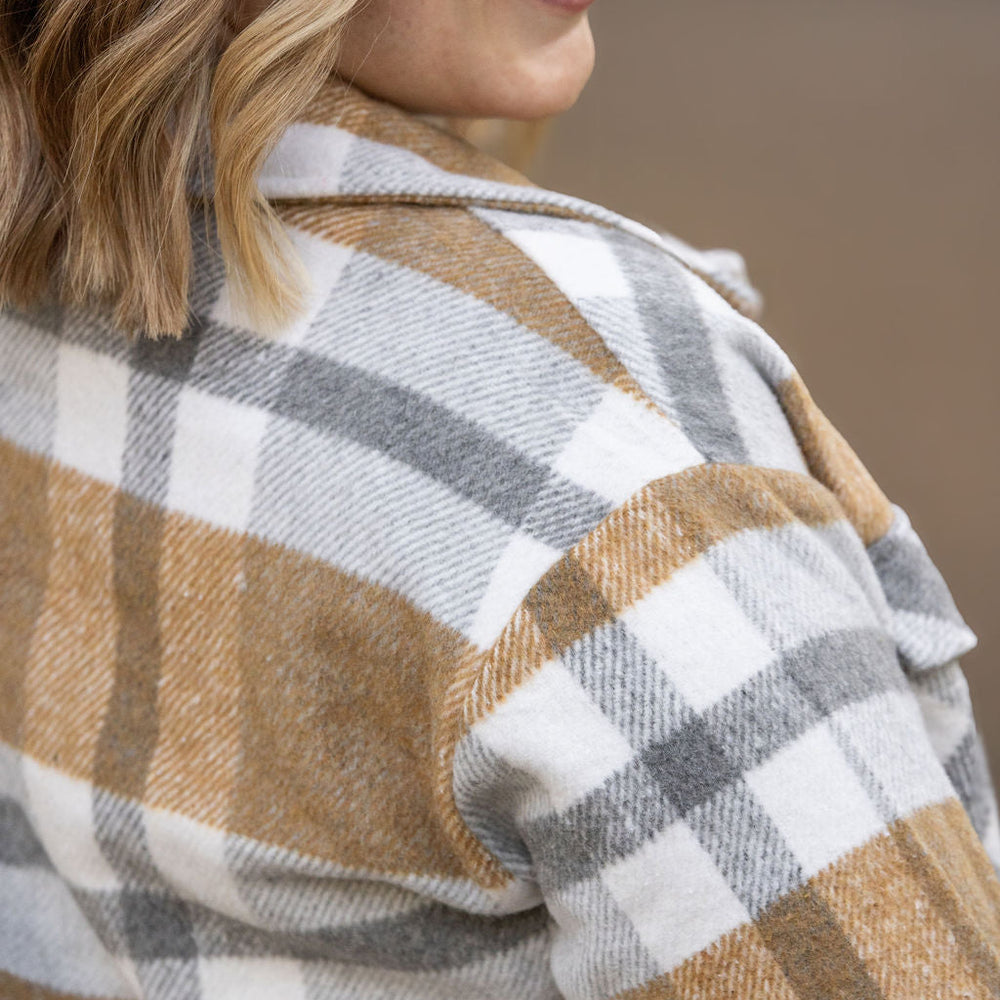 
                      
                        Norah Plaid Shacket - Camel and Grey
                      
                    