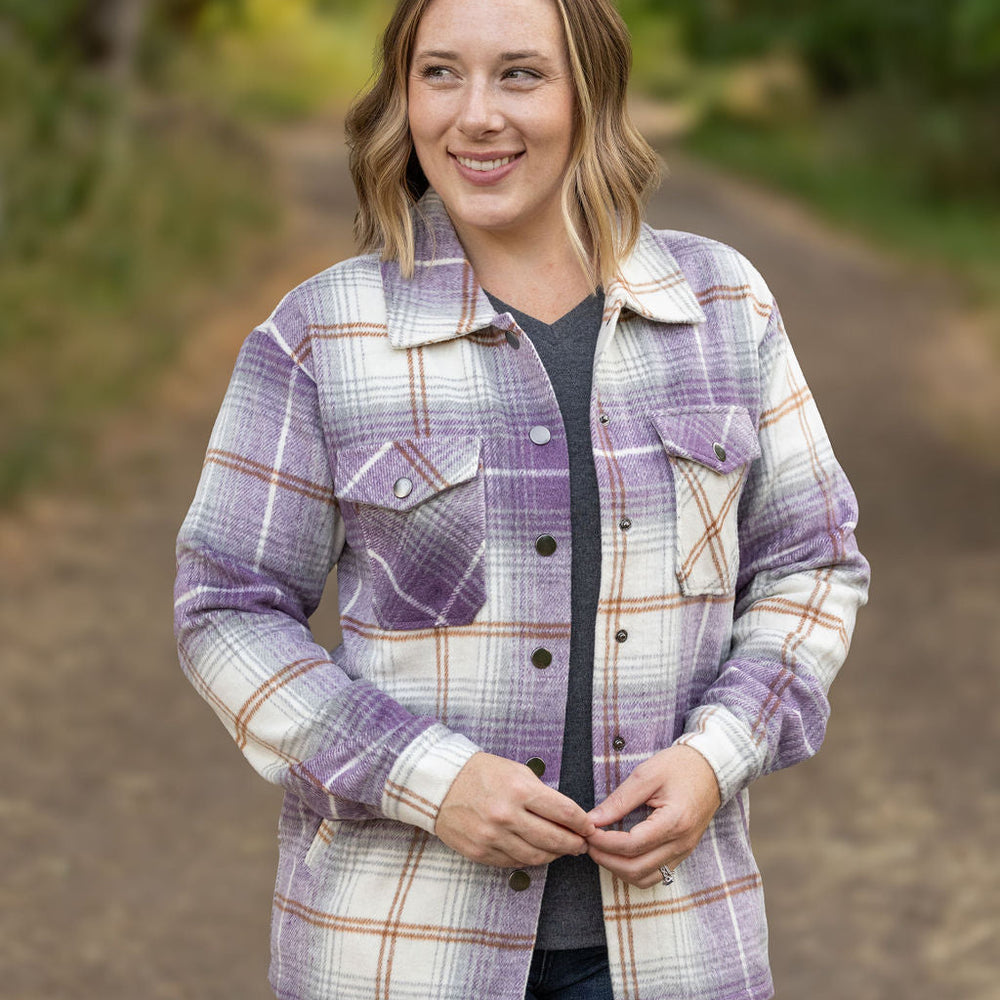 
                      
                        Norah Plaid Shacket - Purple and Gold
                      
                    