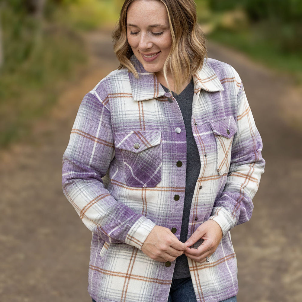 
                      
                        Norah Plaid Shacket - Purple and Gold
                      
                    