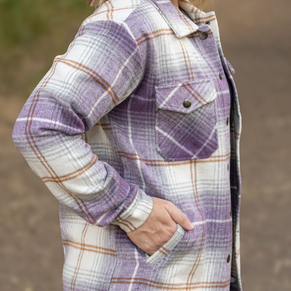 
                      
                        Norah Plaid Shacket - Purple and Gold
                      
                    