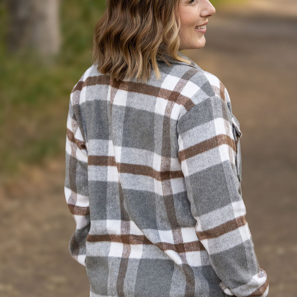 
                      
                        Norah Plaid Shacket - Grey and Tan
                      
                    