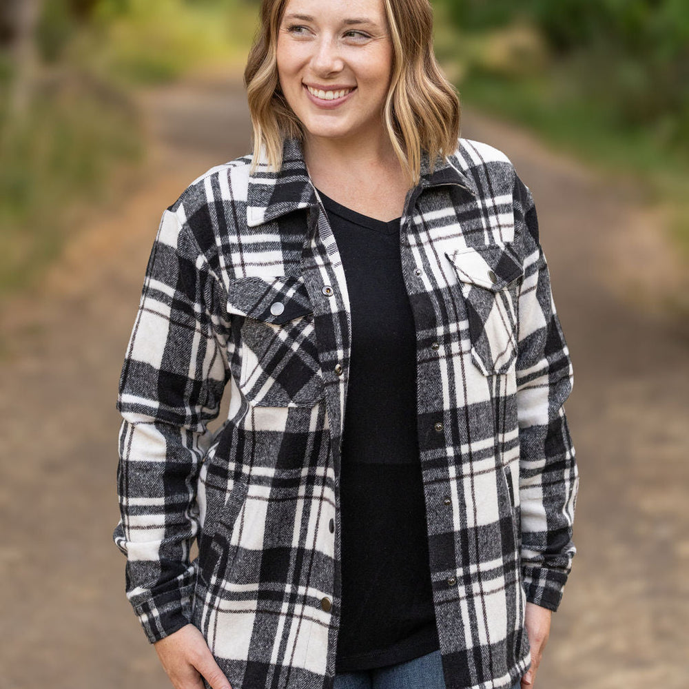 
                      
                        Norah Plaid Shacket - White and Black
                      
                    