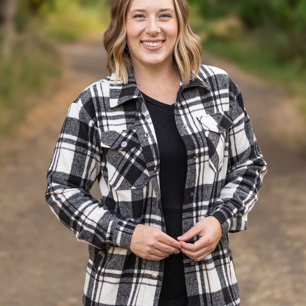 
                      
                        Norah Plaid Shacket - White and Black
                      
                    