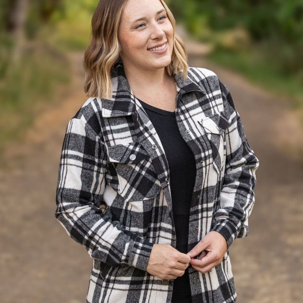 
                      
                        Norah Plaid Shacket - White and Black
                      
                    