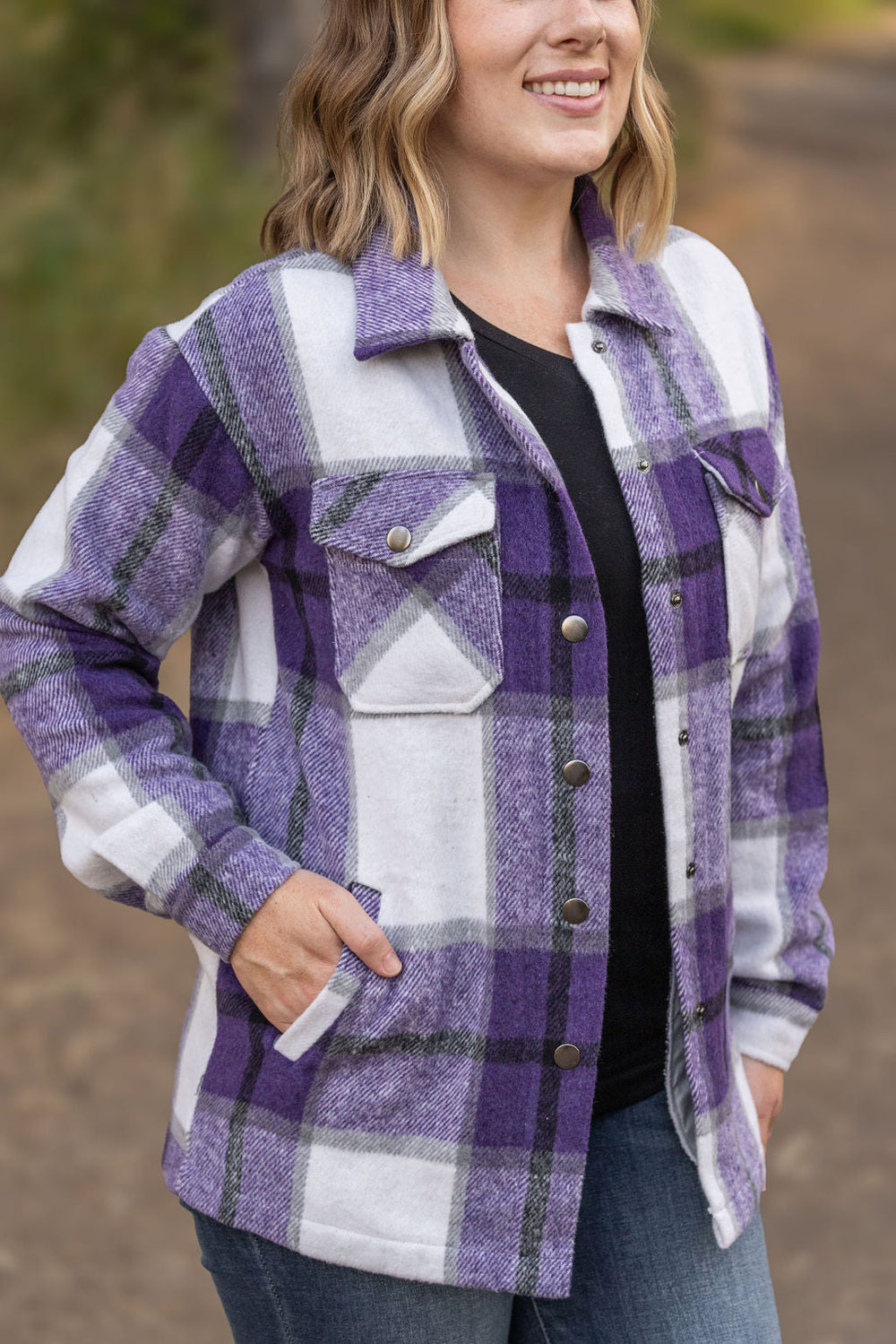 Norah Plaid Shacket - Purple Mix