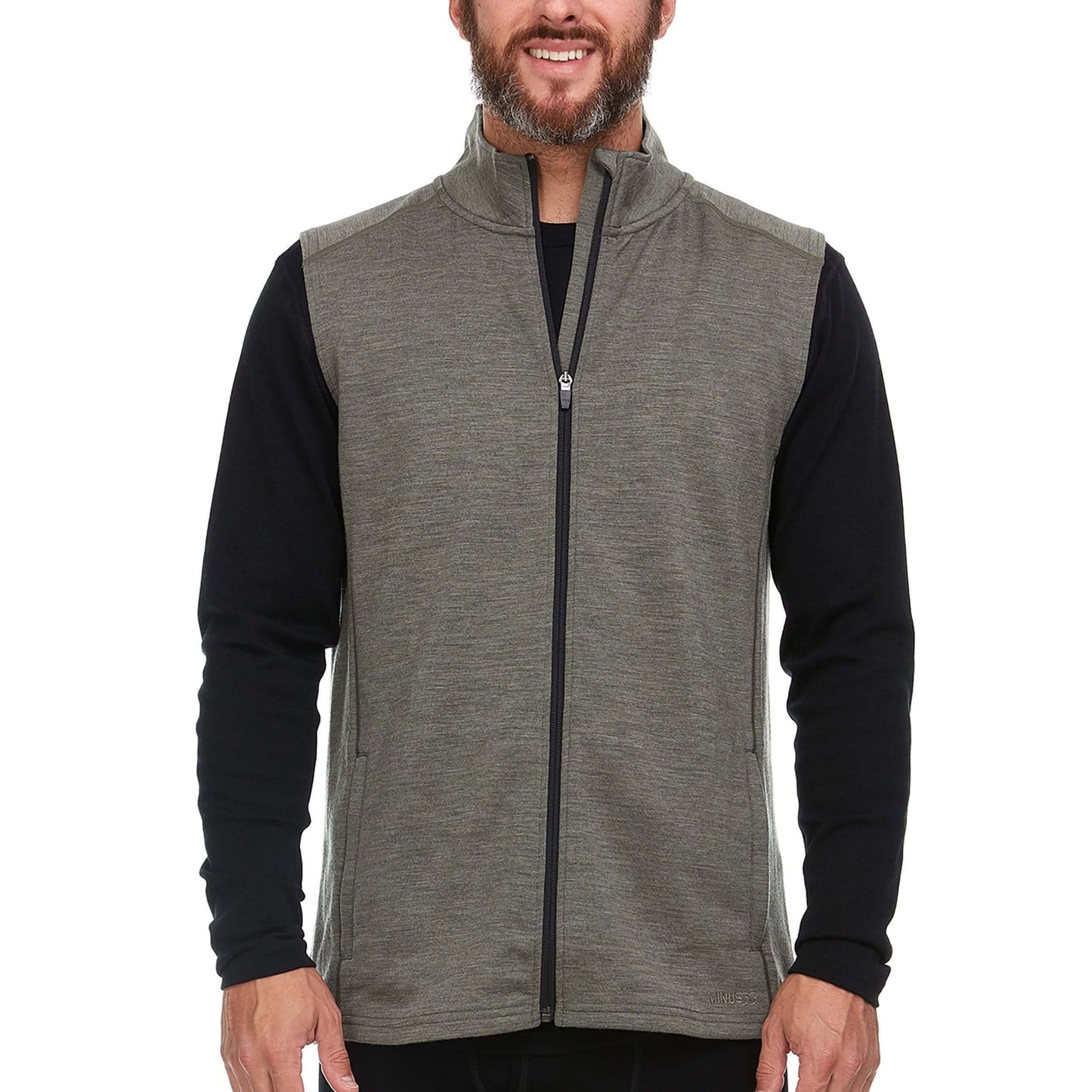 Minus33 Wilderness Vest Merino Wool in black with zip pockets