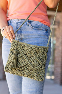 Michelle Mae Crochet Zipper Bag - Olive