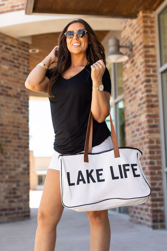 Michelle Mae Canvas Beach Bag - Lake Life