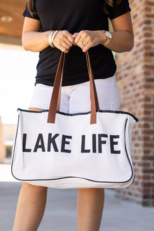  Michelle Mae Canvas Beach Bag - Lake Life