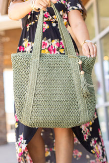  Michelle Mae Classic Woven Bag - Olive