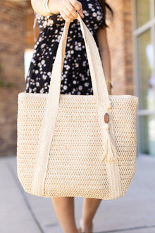  Michelle Mae Classic Woven Bag - Cream