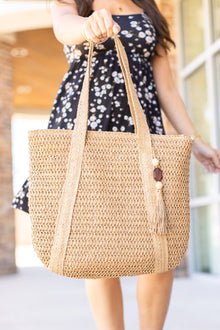  Michelle Mae Classic Woven Bag - Tan