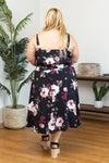 Michelle Mae Cassidy Midi Dress - Black and Rose Floral