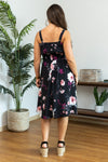 Michelle Mae Cassidy Midi Dress - Black and Rose Floral