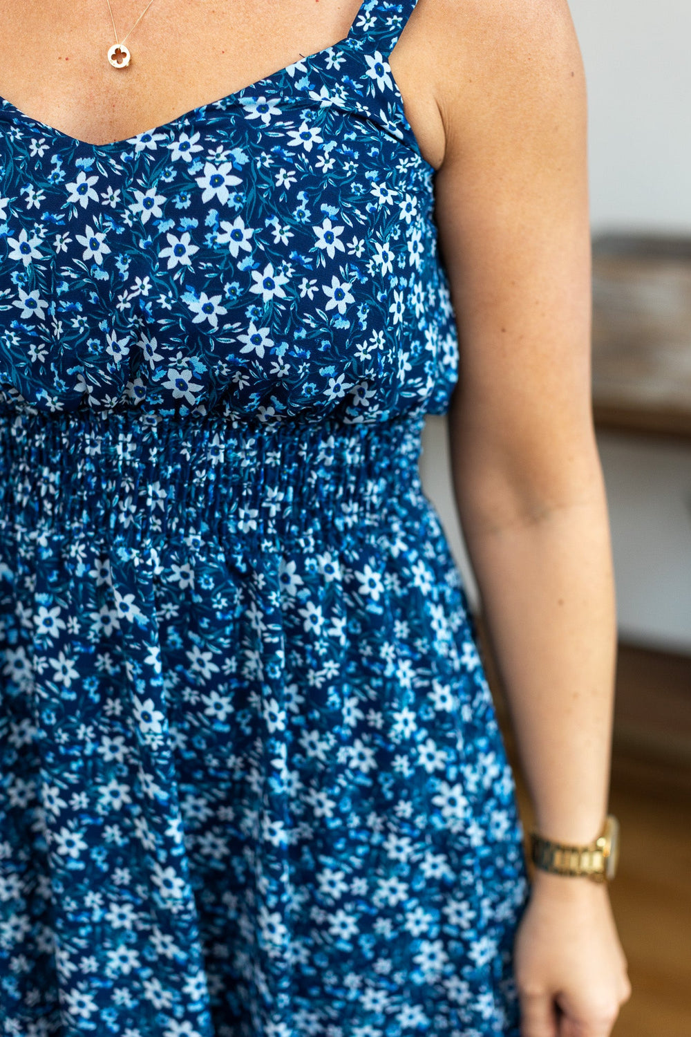 Michelle Mae Cassidy Midi Dress - Blue Floral Mix