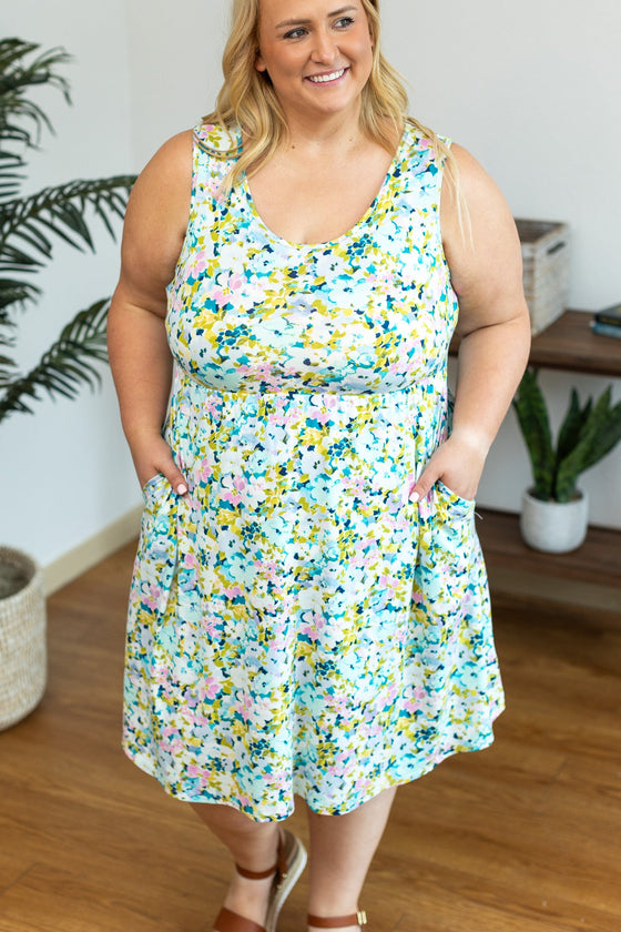 Michelle Mae Kelsey Tank Dress - Mint Floral