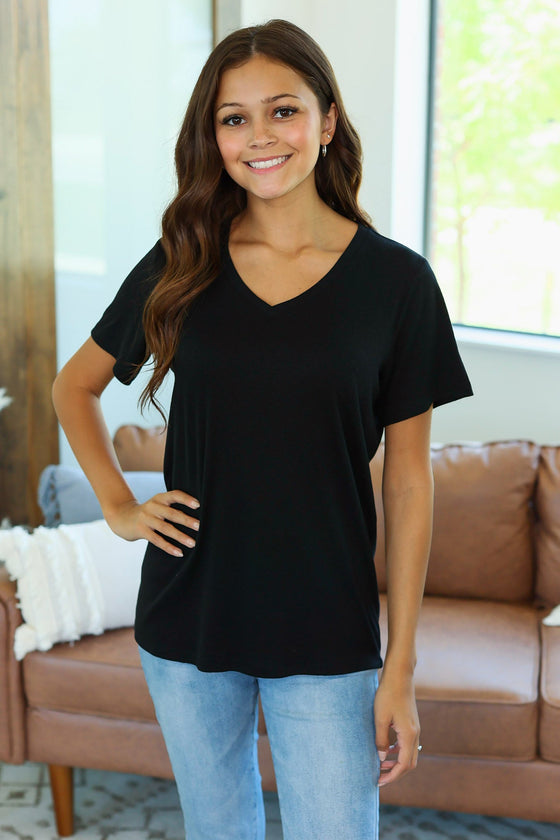 Michelle Mae Skylar Short Sleeve Top - Black