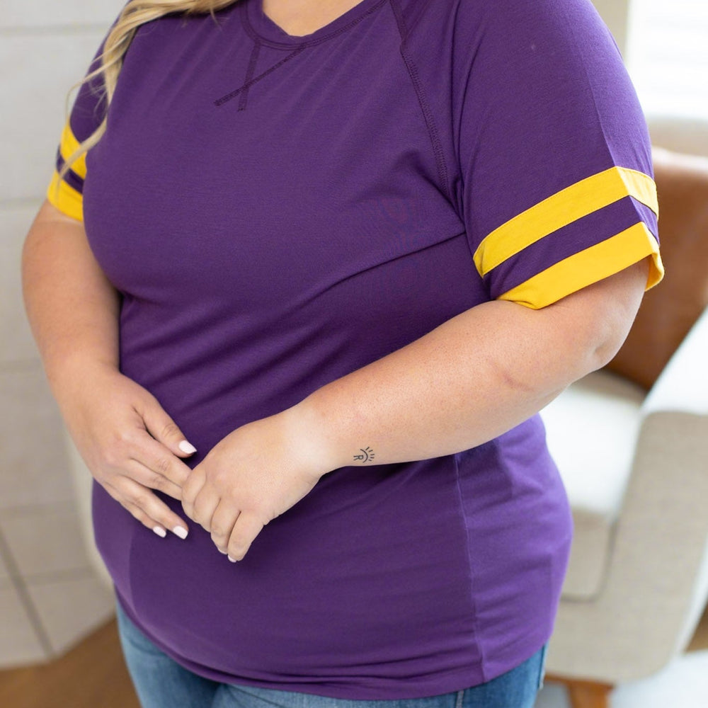 
                      
                        Kylie Tee - Minnesota Purple and Yellow | Women's Top
                      
                    