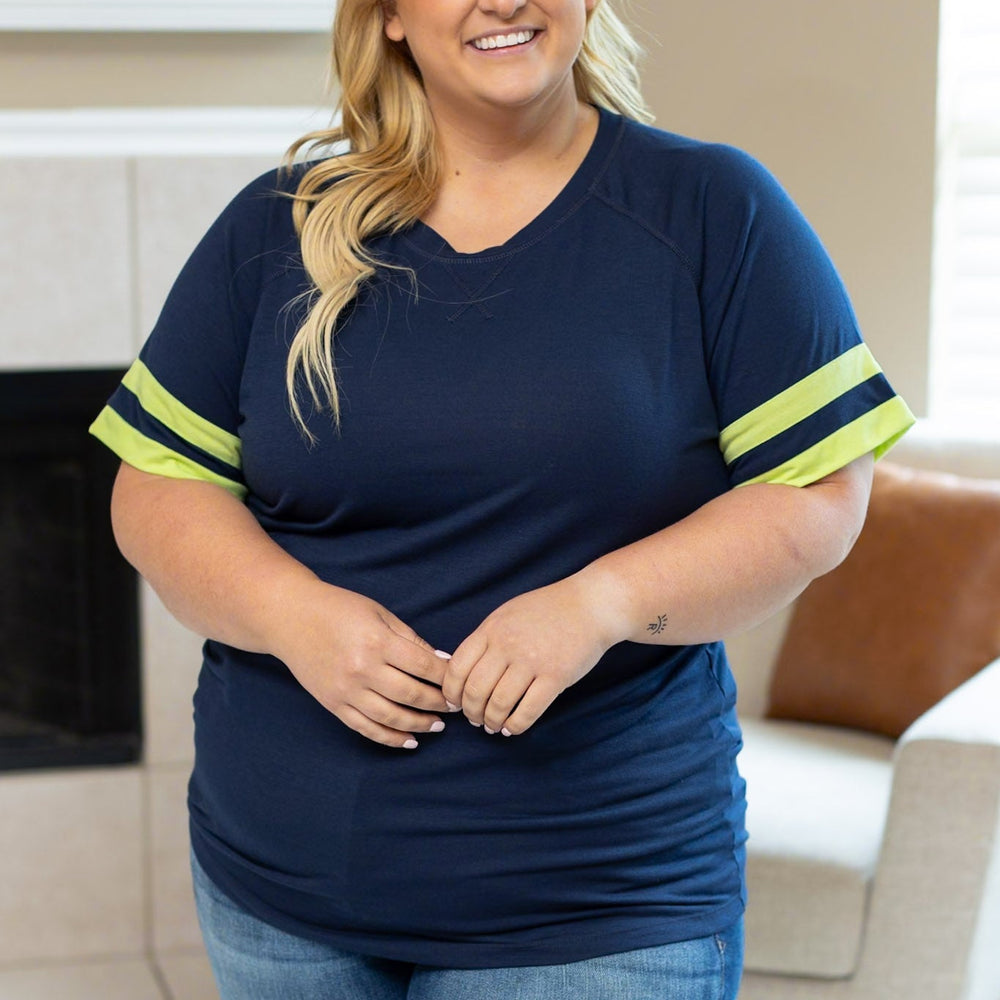 
                      
                        Kylie Tee - Seattle Navy and Lime
                      
                    