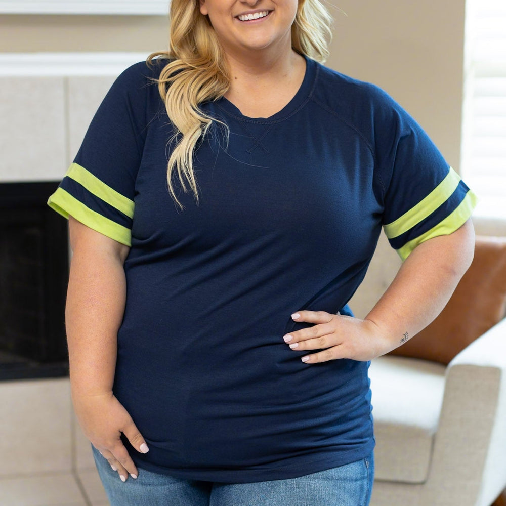 Kylie Tee - Seattle Navy and Lime | Women's Top 