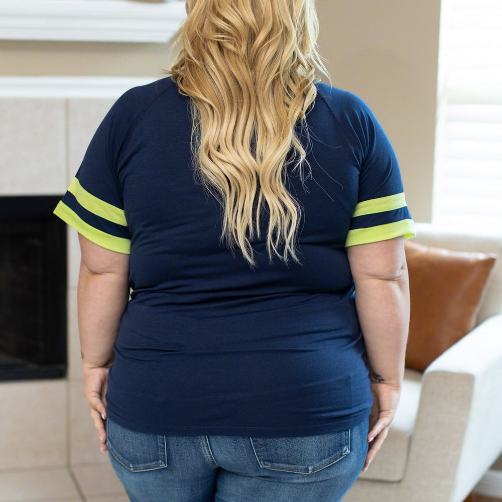 
                      
                        Kylie Tee - Seattle Navy and Lime
                      
                    