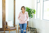 Michelle Mae Classic Halfzip Hoodie - Blush with Floral Accent