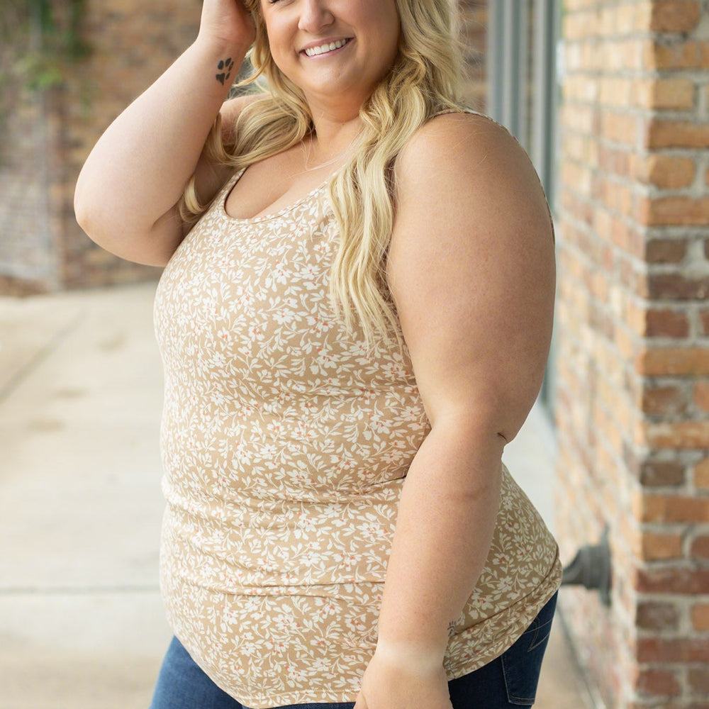 
                      
                        Luxe Crew Tank - Tan Floral
                      
                    