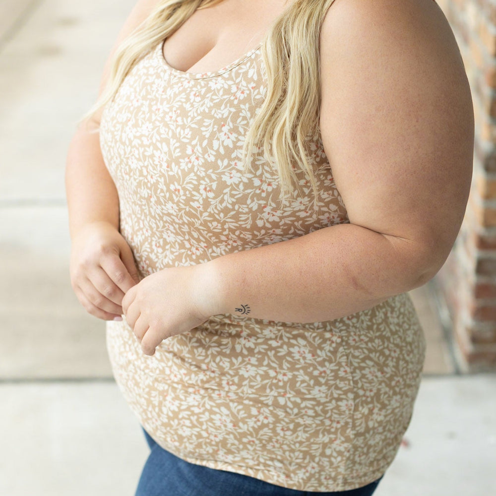 
                      
                        Luxe Crew Tank - Tan Floral
                      
                    