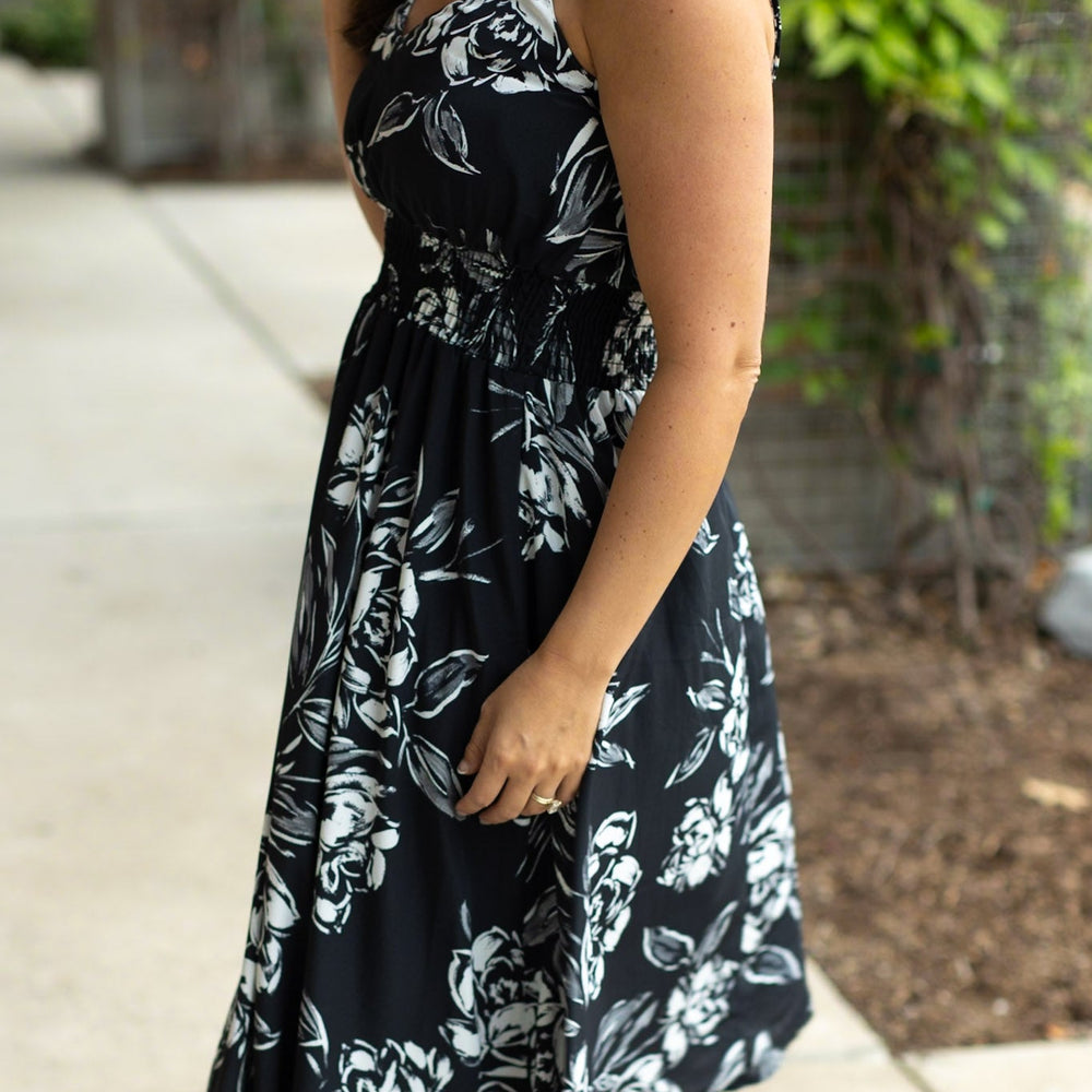 
                      
                        Cassidy Midi Dress - Black and White Floral
                      
                    