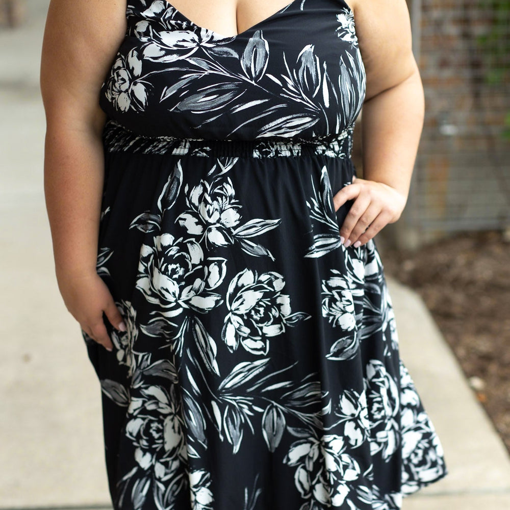 
                      
                        Cassidy Midi Dress - Black and White Floral
                      
                    